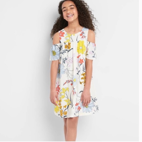 GAP Dresses Nwt Gap Kids Floral Botanical Cold Shoulder Swing Dress